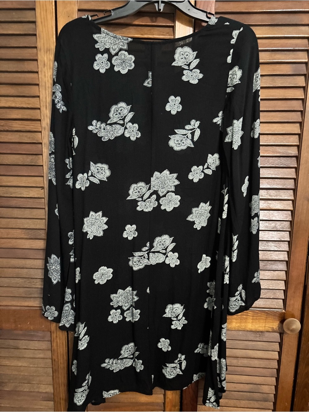 Mossimo Supply Co. Black Long-Sleeve Dress with White Floral Print